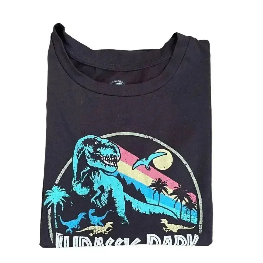 Jurassic Park Graphic Black Short Sleeves Cropped T-Shirt SZ XL